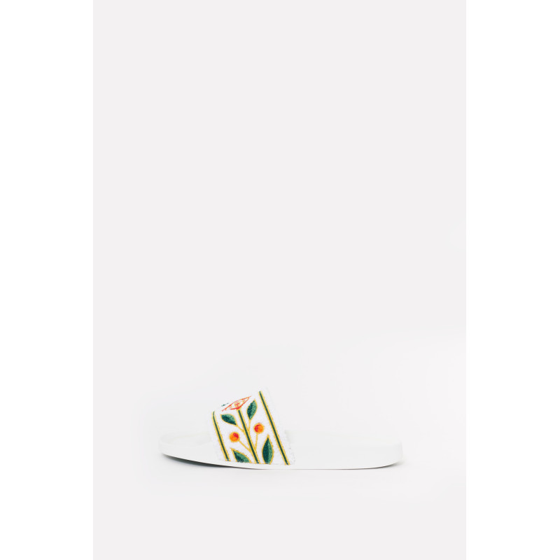CASABLANCA WHITE EMBROIDERED TERRY SLIDES